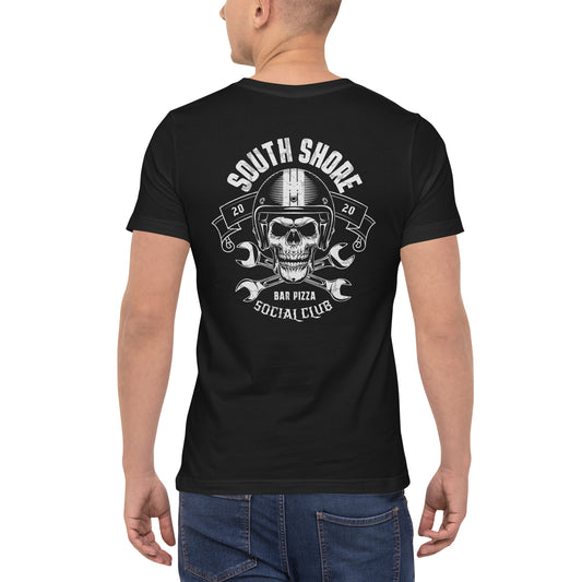 South Shore Bar Pizza Biker Logo Pocket Tee