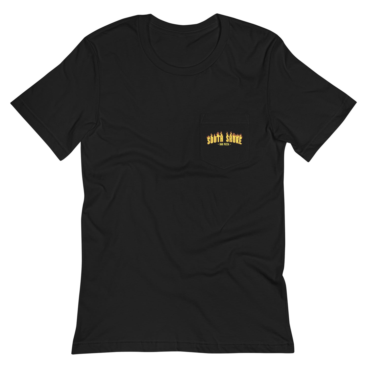 South Shore Bar Pizza Biker Logo Pocket Tee