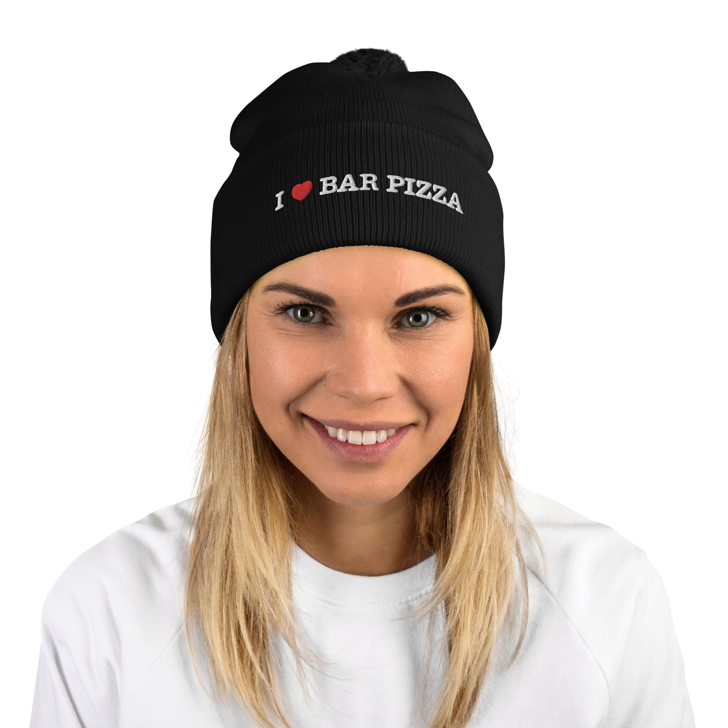I Heart Bar Pizza Pom Pom Beanie