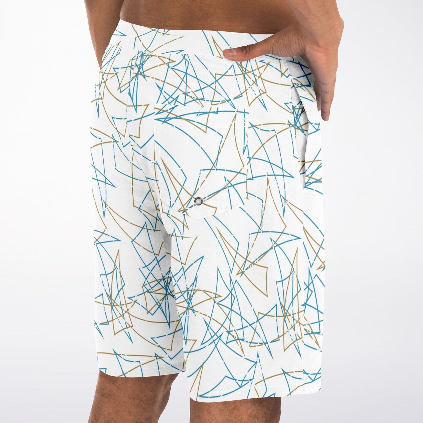 80's Pattern Bar Pizza Board Shorts