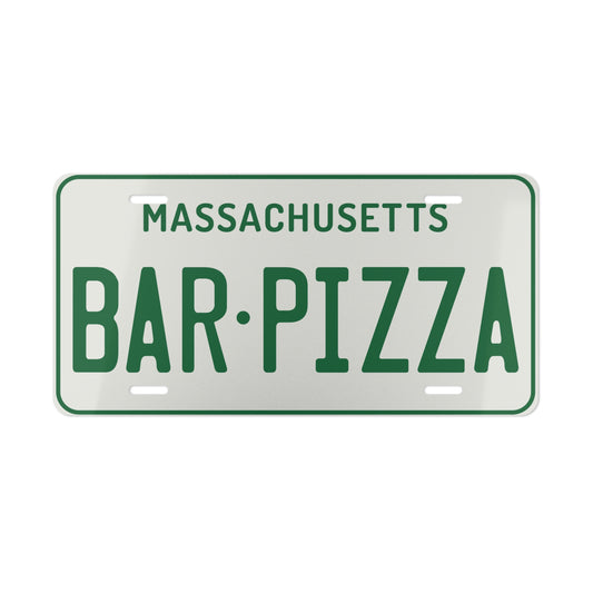Oldschool Green Massachusetts Bar Pizza Vanity Plate