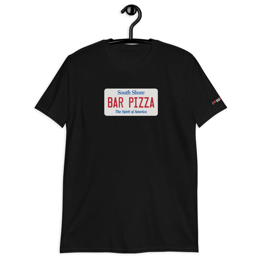South Shore Bar Pizza Massachusetts License Plate Tee