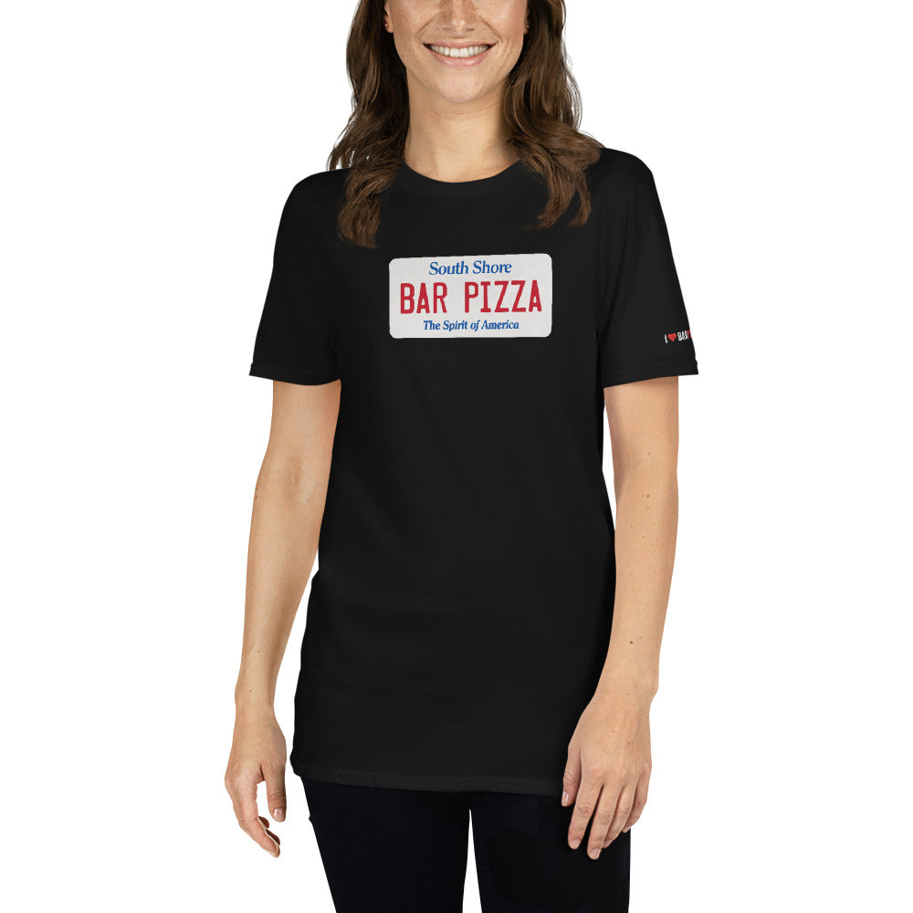 South Shore Bar Pizza Massachusetts License Plate Tee