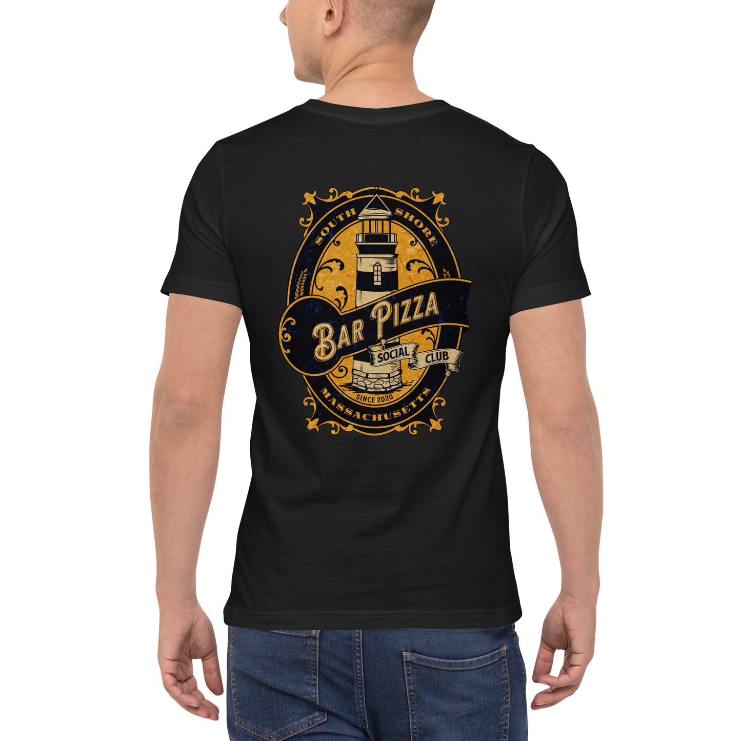 south shore bar pizza social club lighthouse pocket tee