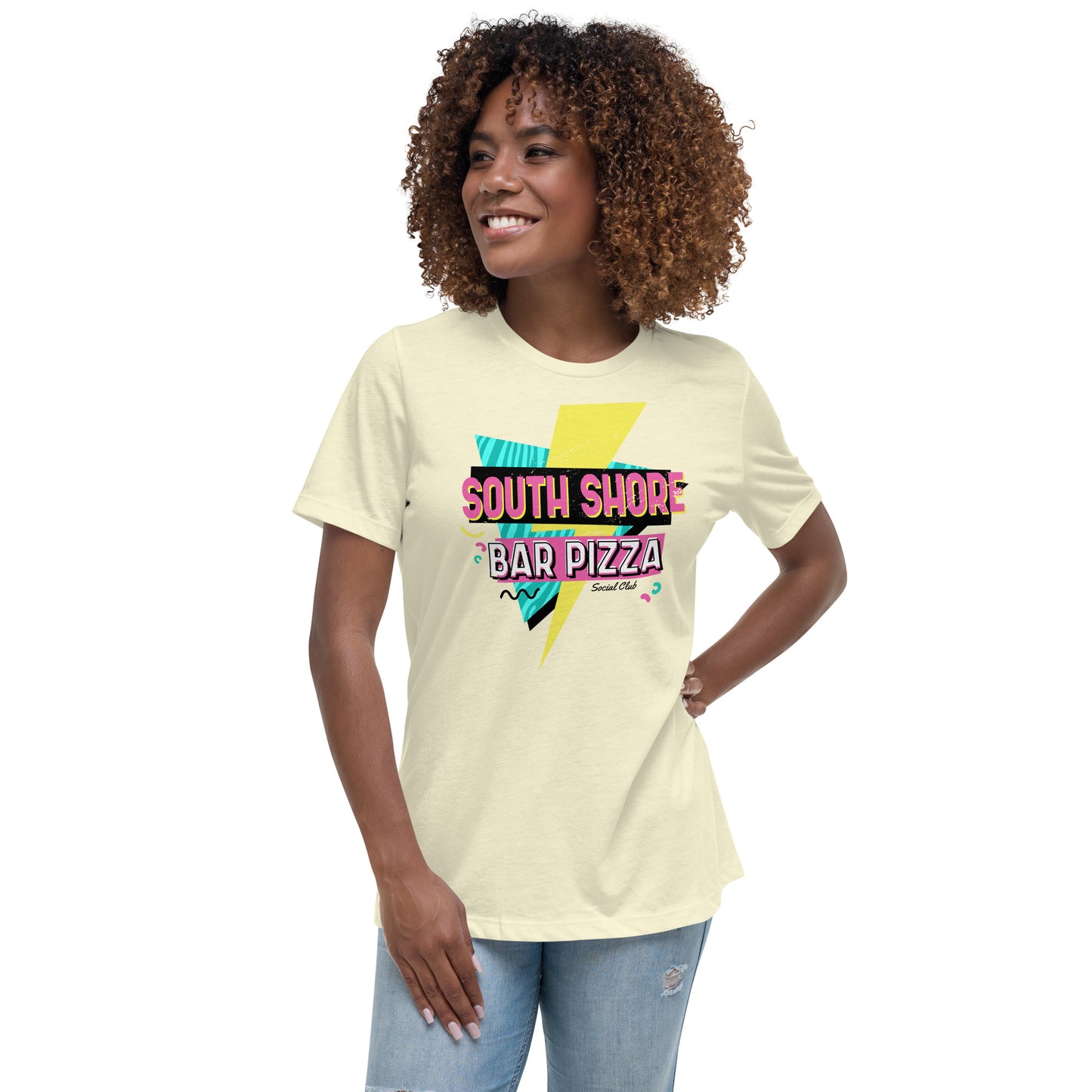 90's South Shore Bar Pizza Social Club Women's Relaxed T-Shirt
