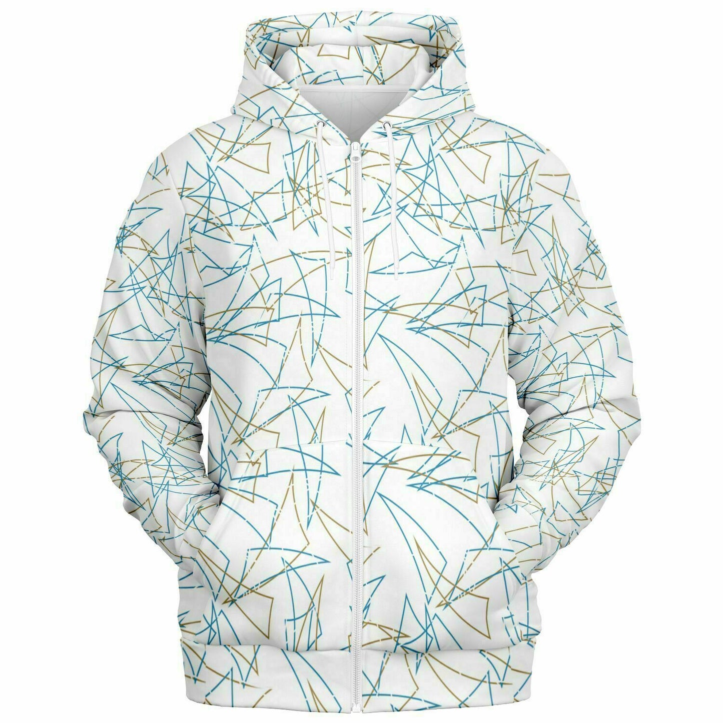 80s Pattern Bar Pizza Table Athletic Zip Up Hoodie